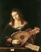 BARTOLOMEO VENETO Woman Playing a Lu oil